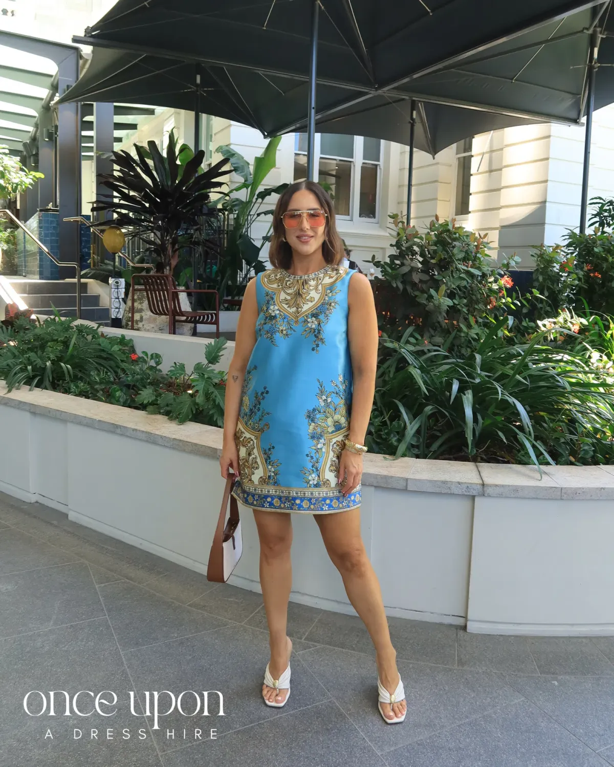 Alemais Cassie Exclusive Mini Dress in Blue Print Size 10 - Image 2