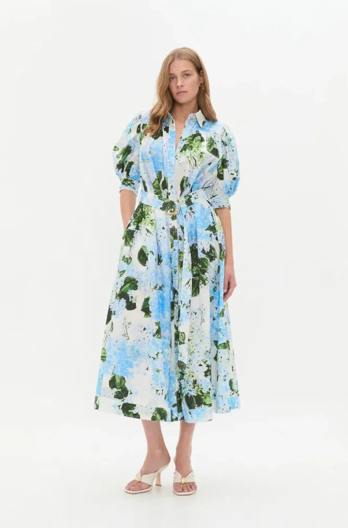 Aje Manifest Midi Dress Blue Print Size 10 - Image 1
