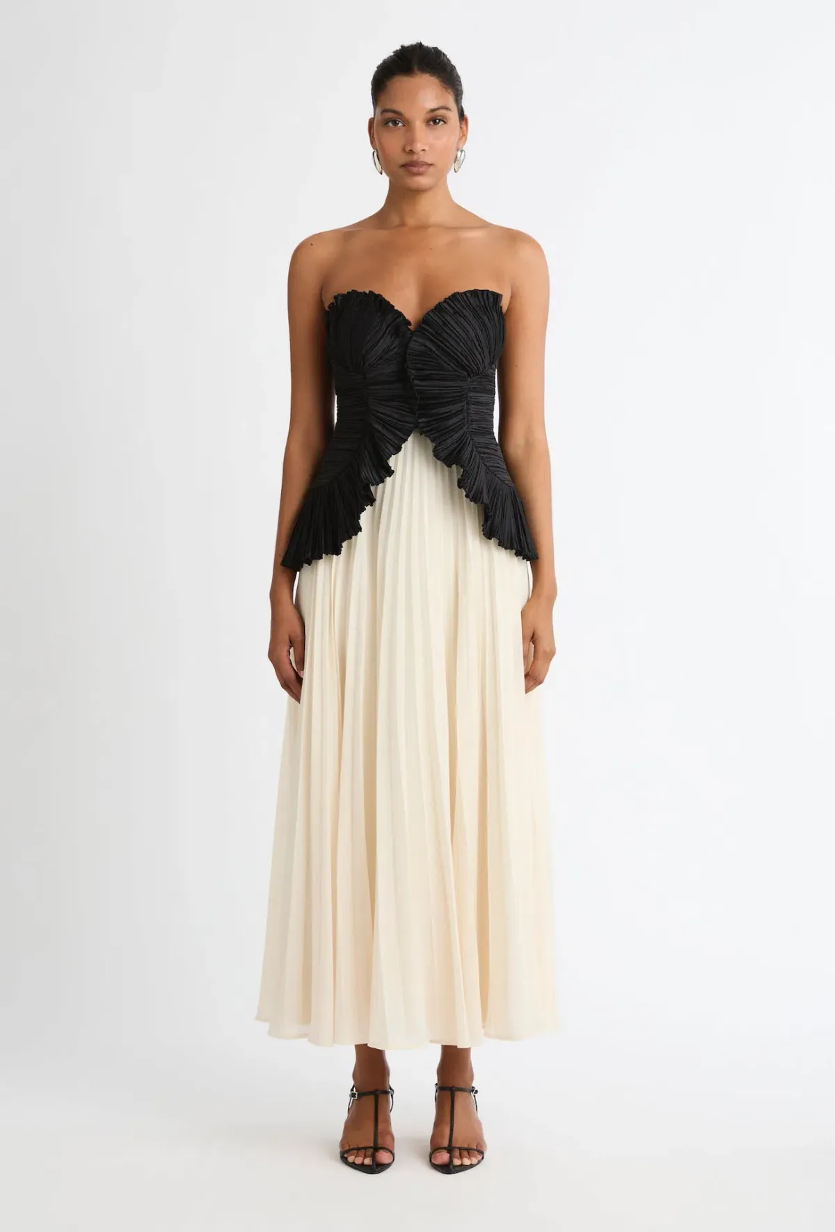 Sheike Strapless Soraya Maxi Dress in Black & Ivory Cream Size 8 - Image 1