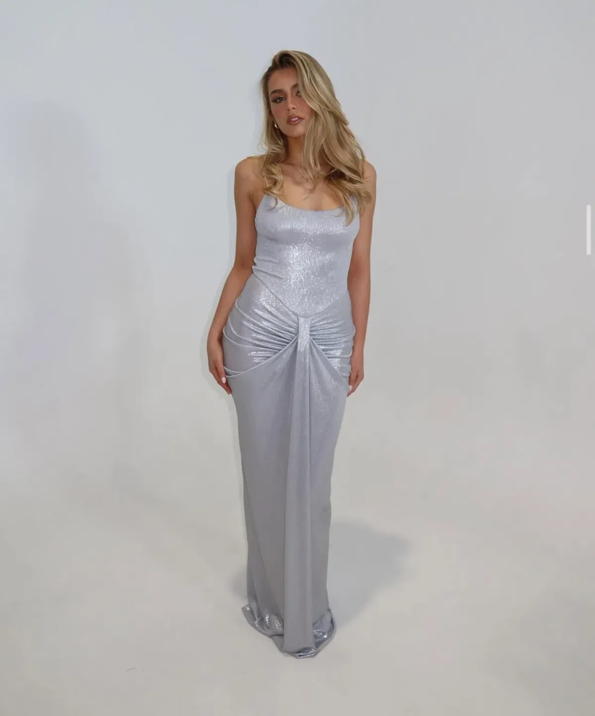 Natalie Rolt Allora Floor Length Gown Silver , Metallic Size 6, 8 - Image 1