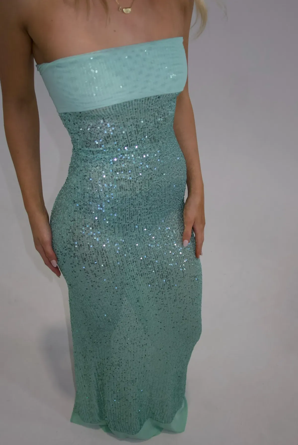 Fait Par Foutch Elizabeth Sequin Maxi , Turquoise Size 6 - Image 3