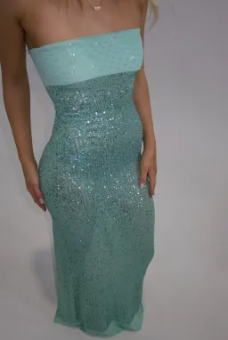 Fait Par Foutch Elizabeth Sequin Maxi , Turquoise Size 6 for rent on The Volte - image 3