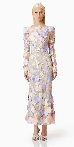 Elliat Shannon 3D Floral Midi Dress In Purple Size 8 for rent on The Volte - image 1