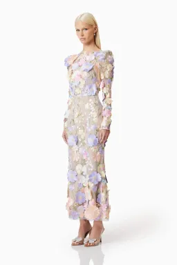 Elliat Shannon 3D Floral Midi Dress In Purple Size 8 for rent on The Volte - image 2