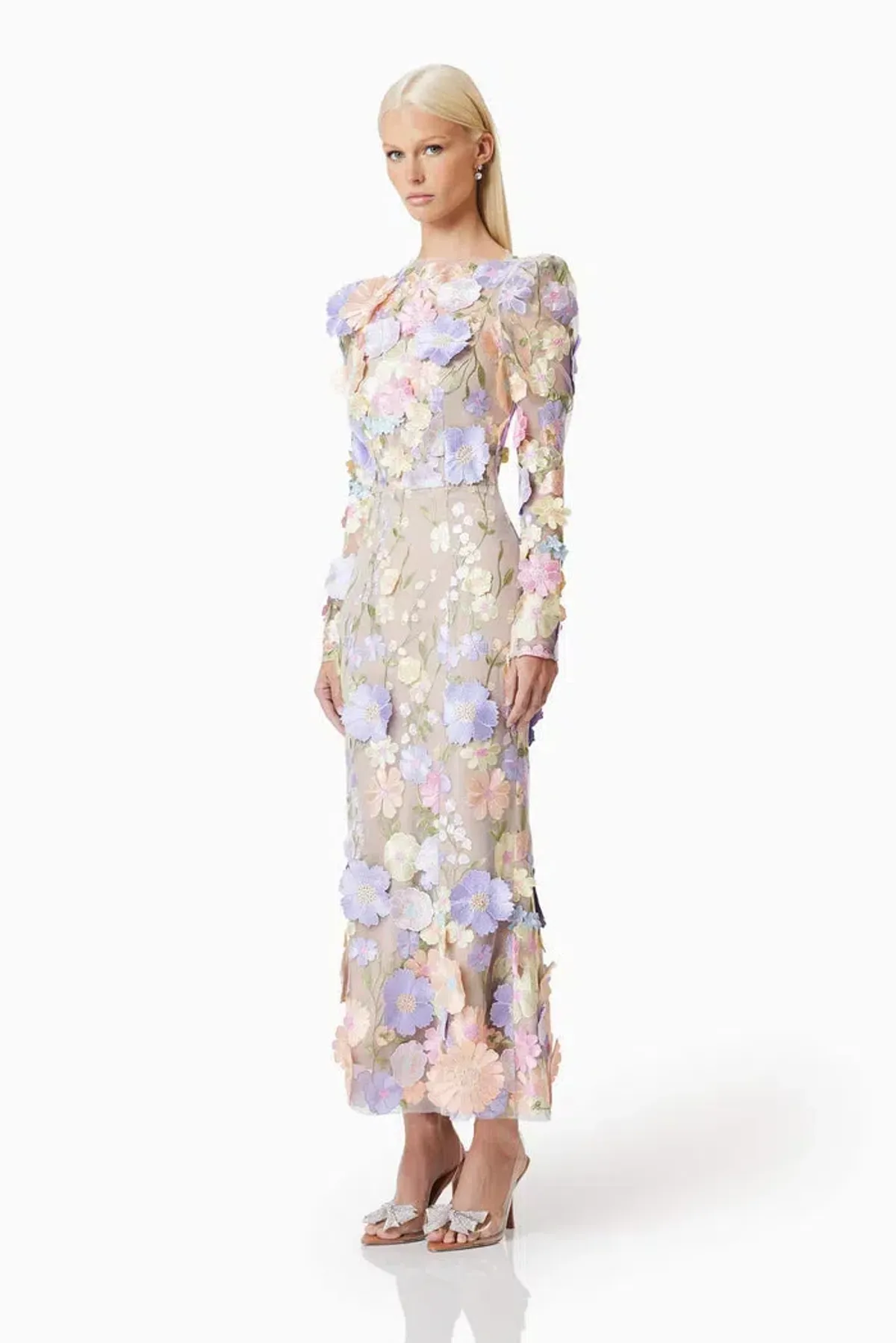 Elliatt Shannon 3D Floral Midi Dress Floral Size M / AU 10 - Image 3