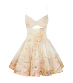 Zimmermann Memento Twist Front Mini Dress Rose Arbor Size AU 10 for rent on The Volte - image 1