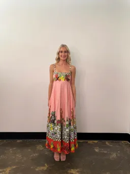 Alemais Contessa Midi Sundress Pink Print Size 8 for rent on The Volte - image 1