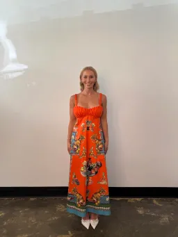 Alemais Rocco Midi Dress Orange Print Size 6 for rent on The Volte - image 3