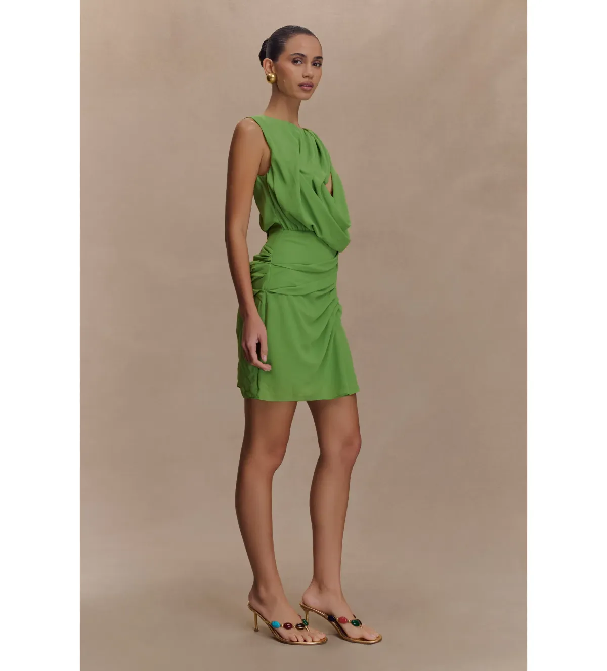Meshki Oria Chiffon Mini Dress Green Size XXL/AU 16 - Image 3