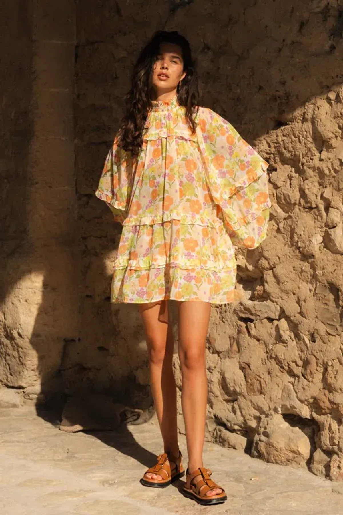 Bohemian Traders Sundance Flare Sleeve Mini in Multi Floral Size 10 - Image 1