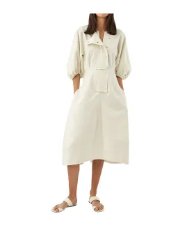Oroton Sculptured Sleeve Midi Dress in Egg Shell Cream Size 8 for rent on The Volte - image 1
