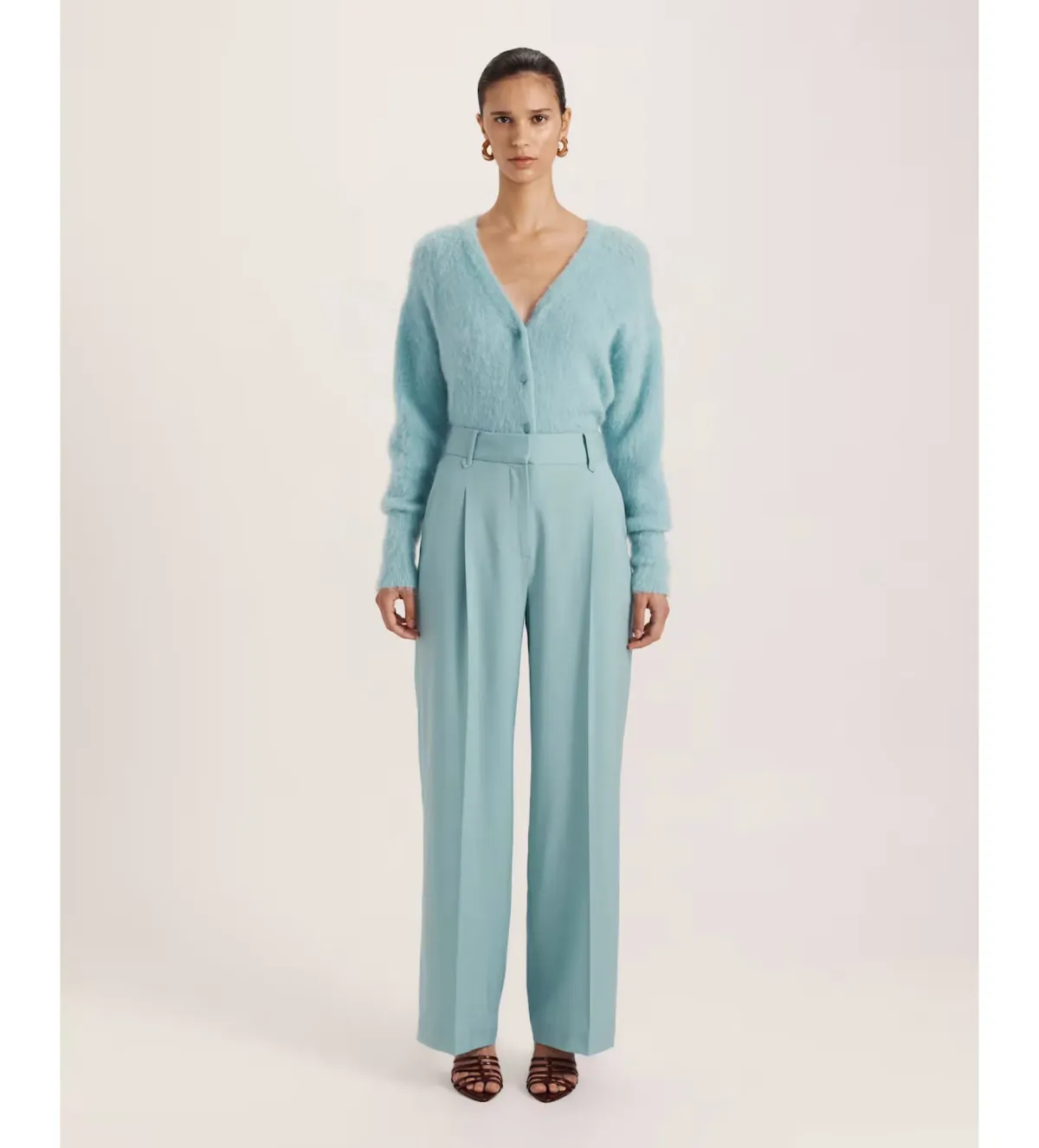 Saba Suki Wide Leg Wool Pants in Seafoam size AU12 - Image 1