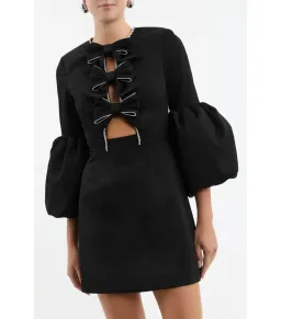 Rebecca Vallance Augustine Long Sleeve Mini Dress Black Size AU 8  for rent on The Volte - image 2