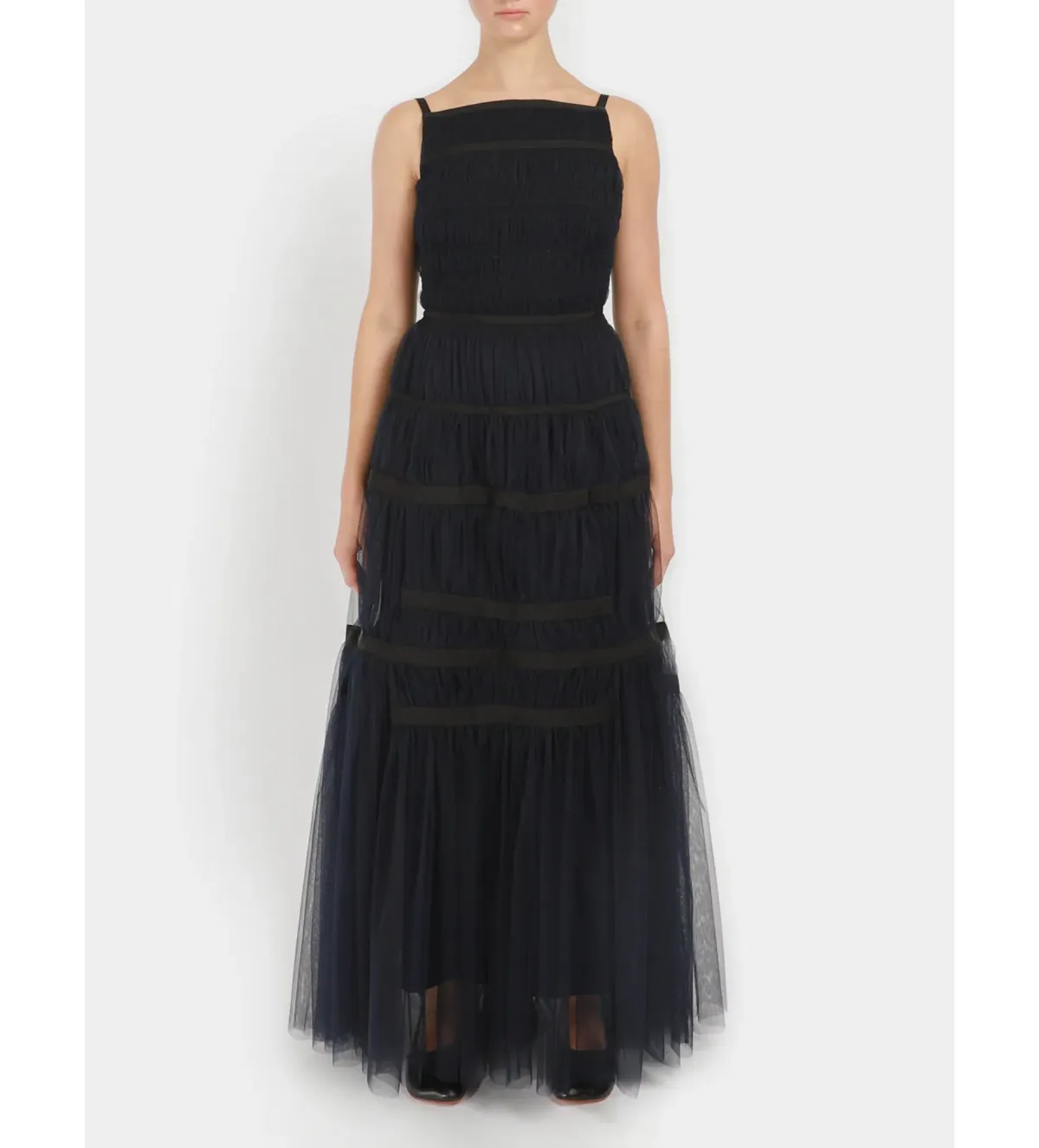 Molly Goddard Soft Tulle Astrid Maxi Dress Navy Size 10 - Image 1