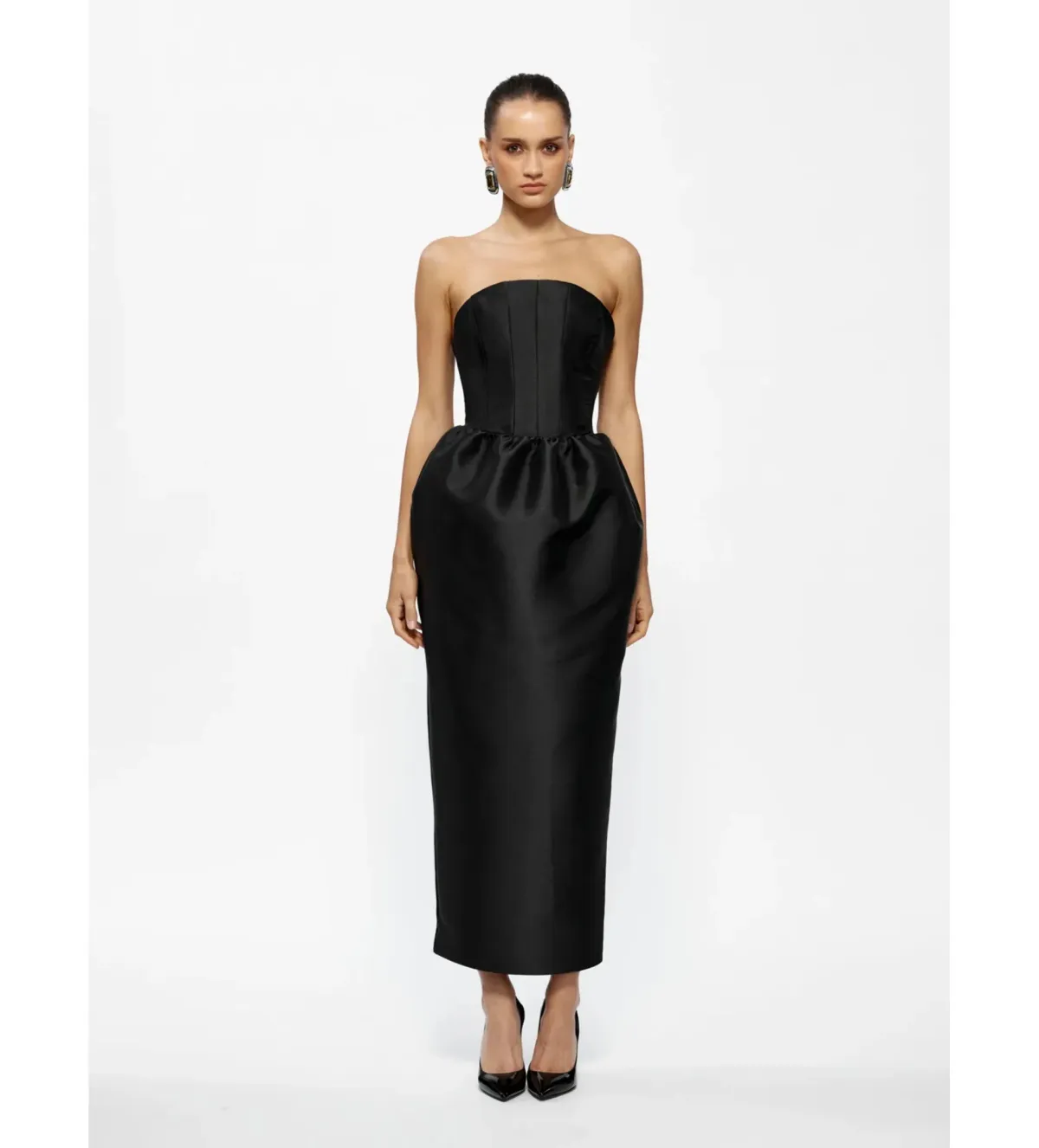 Effie Kats Lilia Strapless Midi Dress Black Size S/AU 8 - Image 1