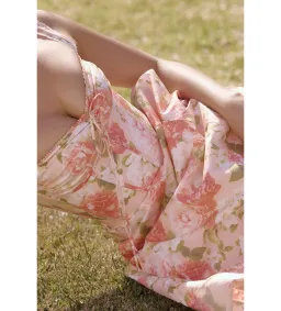 House of CB Rosalee Cotton Bustier Midi Sundress Pink Peony Print Size AU 8 for rent on The Volte - image 5
