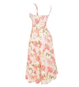 House of CB Rosalee Cotton Bustier Midi Sundress Pink Peony Print Size AU 8 for rent on The Volte - image 7