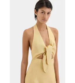 Sir the Label Carlotta Tie Midi Dress Raffia Size AU 10 for rent on The Volte - image 5
