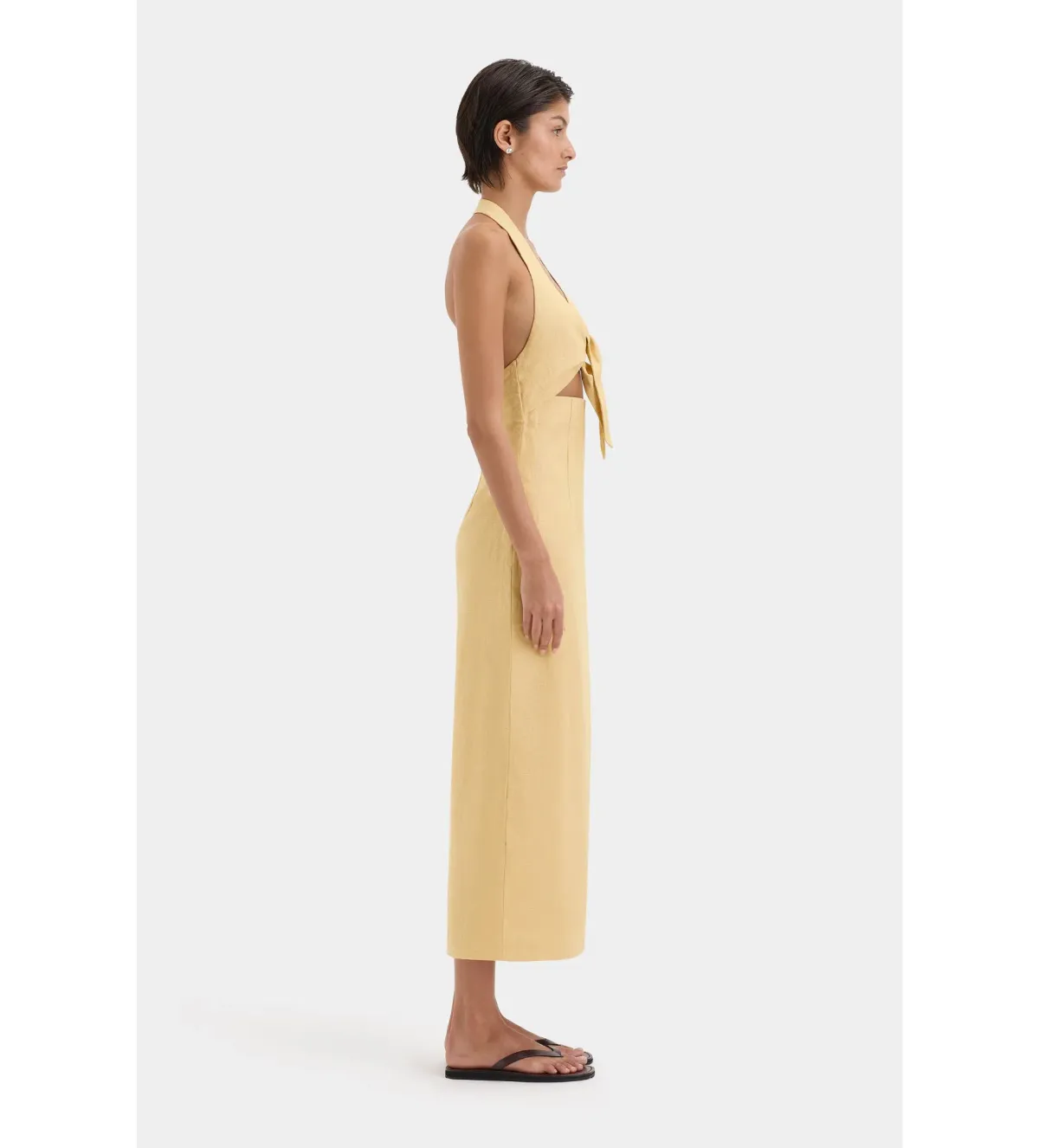 Sir the Label Carlotta Tie Midi Dress Raffia Size AU 10 - Image 2