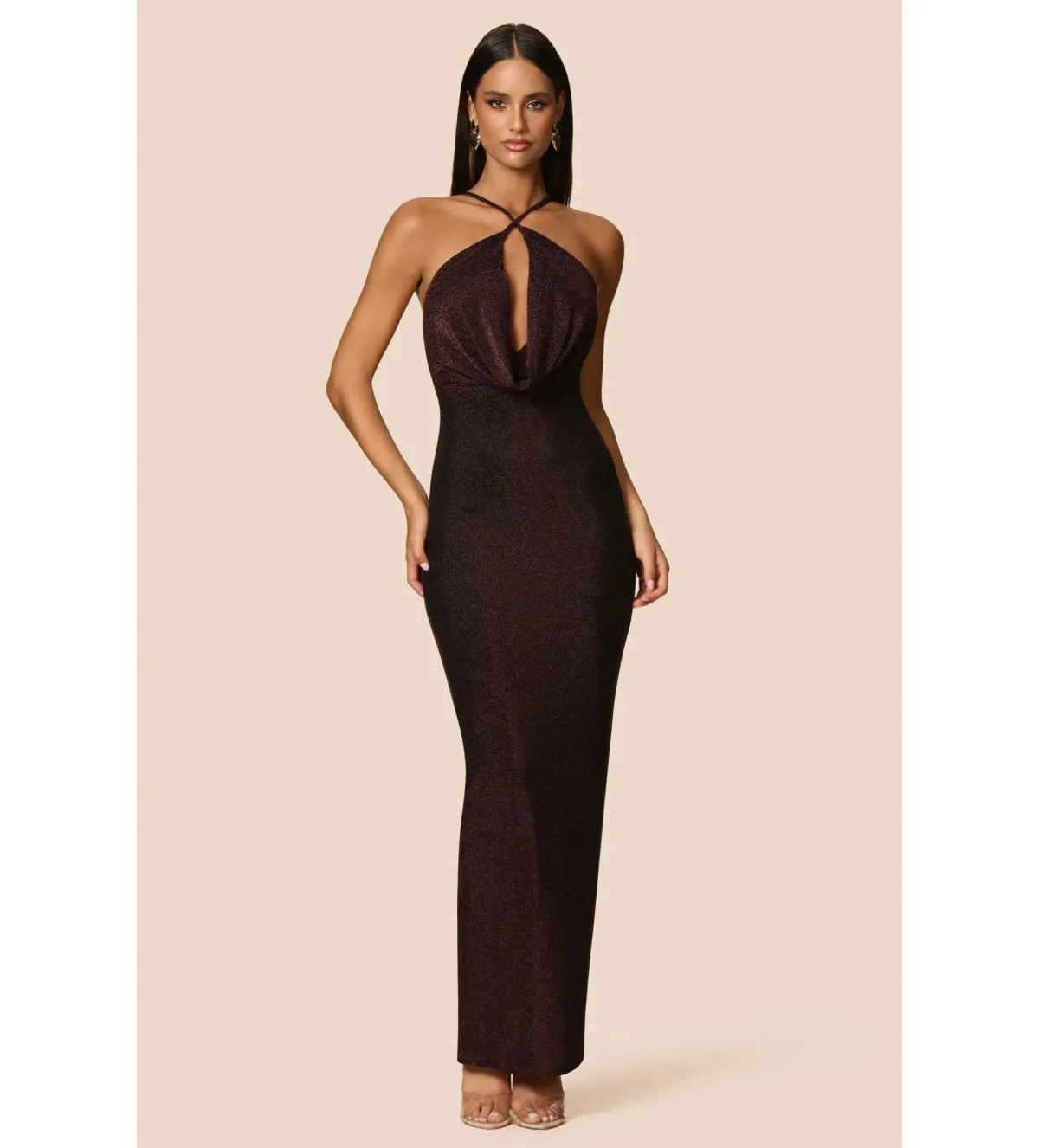 Love Nookie Bianca 2Way Halter Gown Cocoa Size AU 8 - Image 2