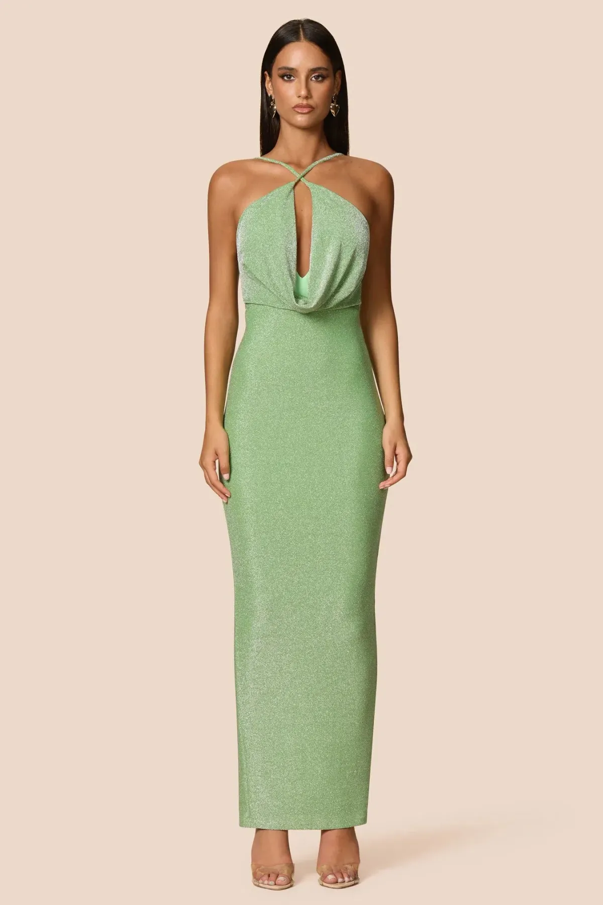 Love Nookie Bianca 2-Way Halter Gown in Green, Size 12 - Image 1