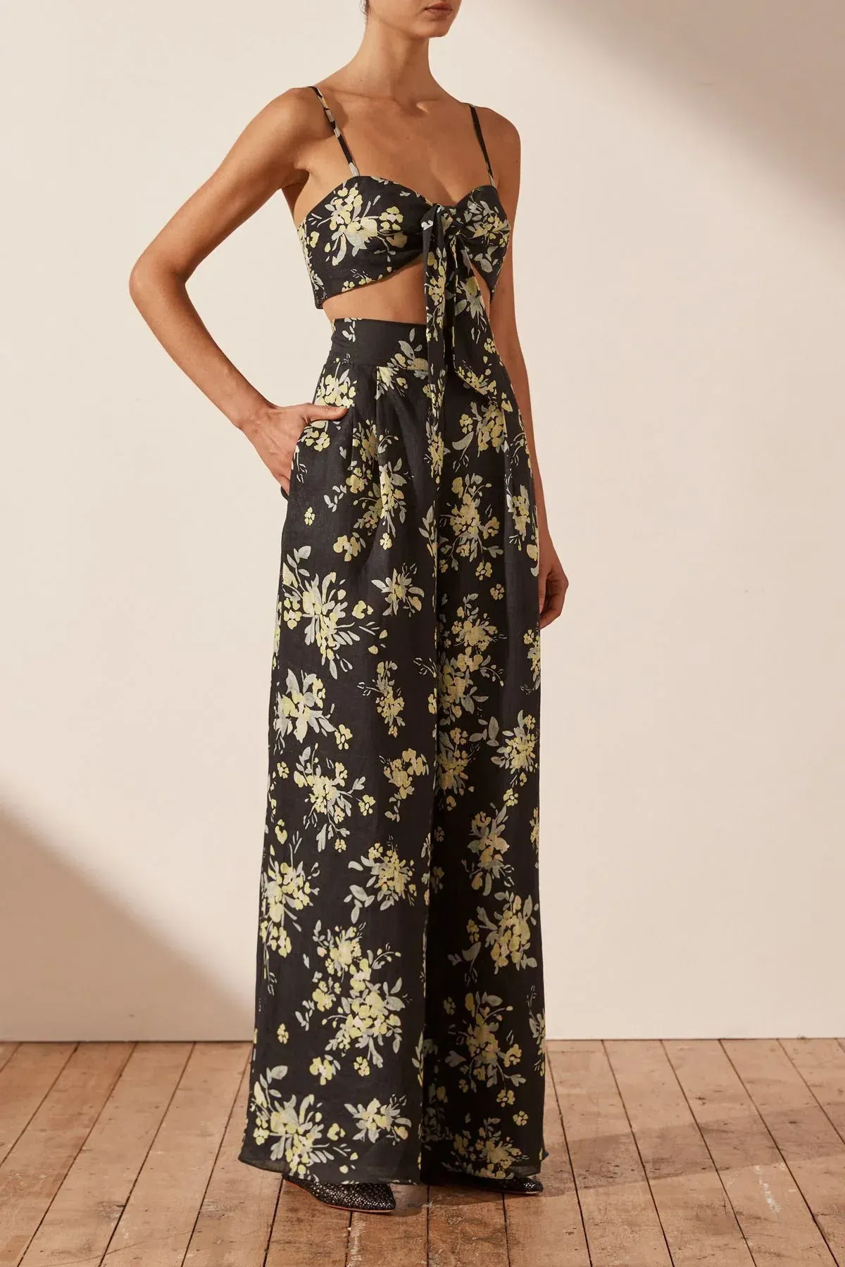 Shona Joy Goldie Tie Front Top & Pant Set Black Size AU 6 / XS - Image 2
