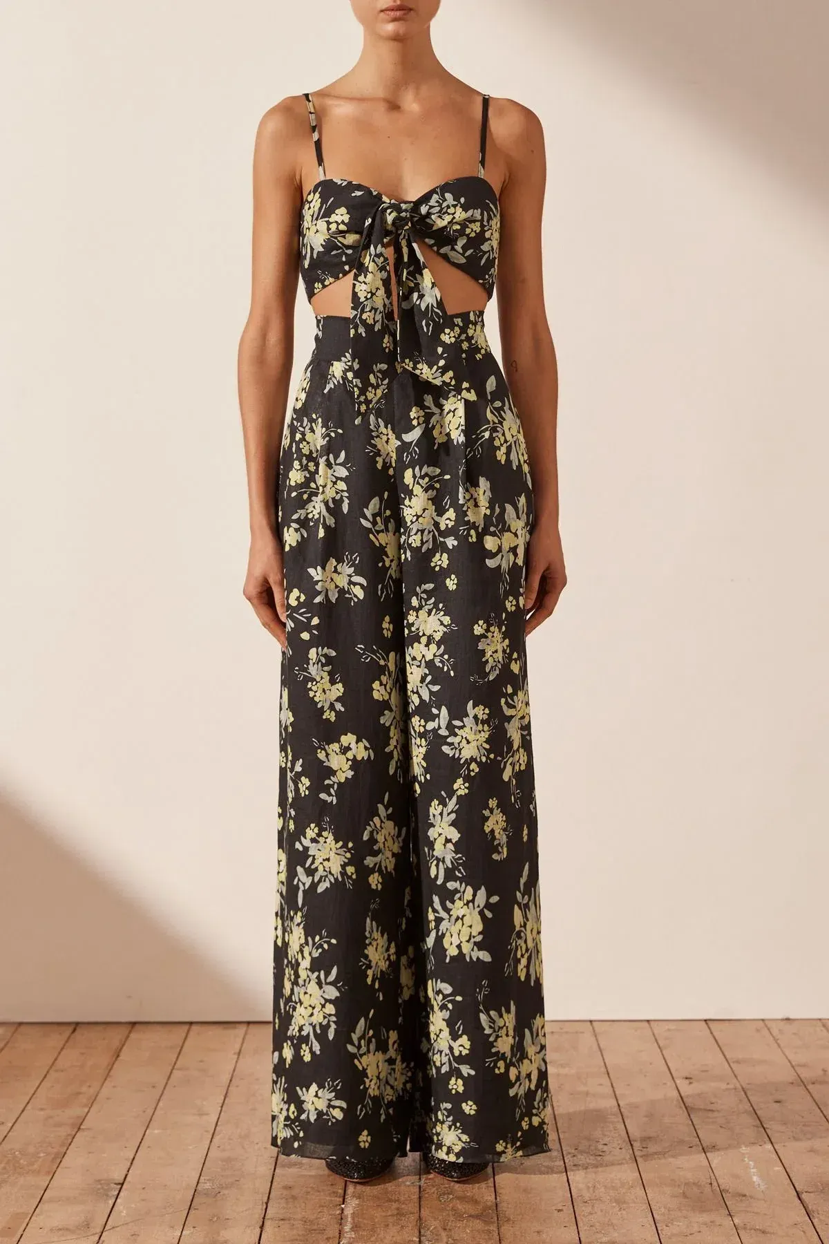 Shona Joy Goldie Tie Front Top & Pant Set Black Size AU 6 / XS - Image 1
