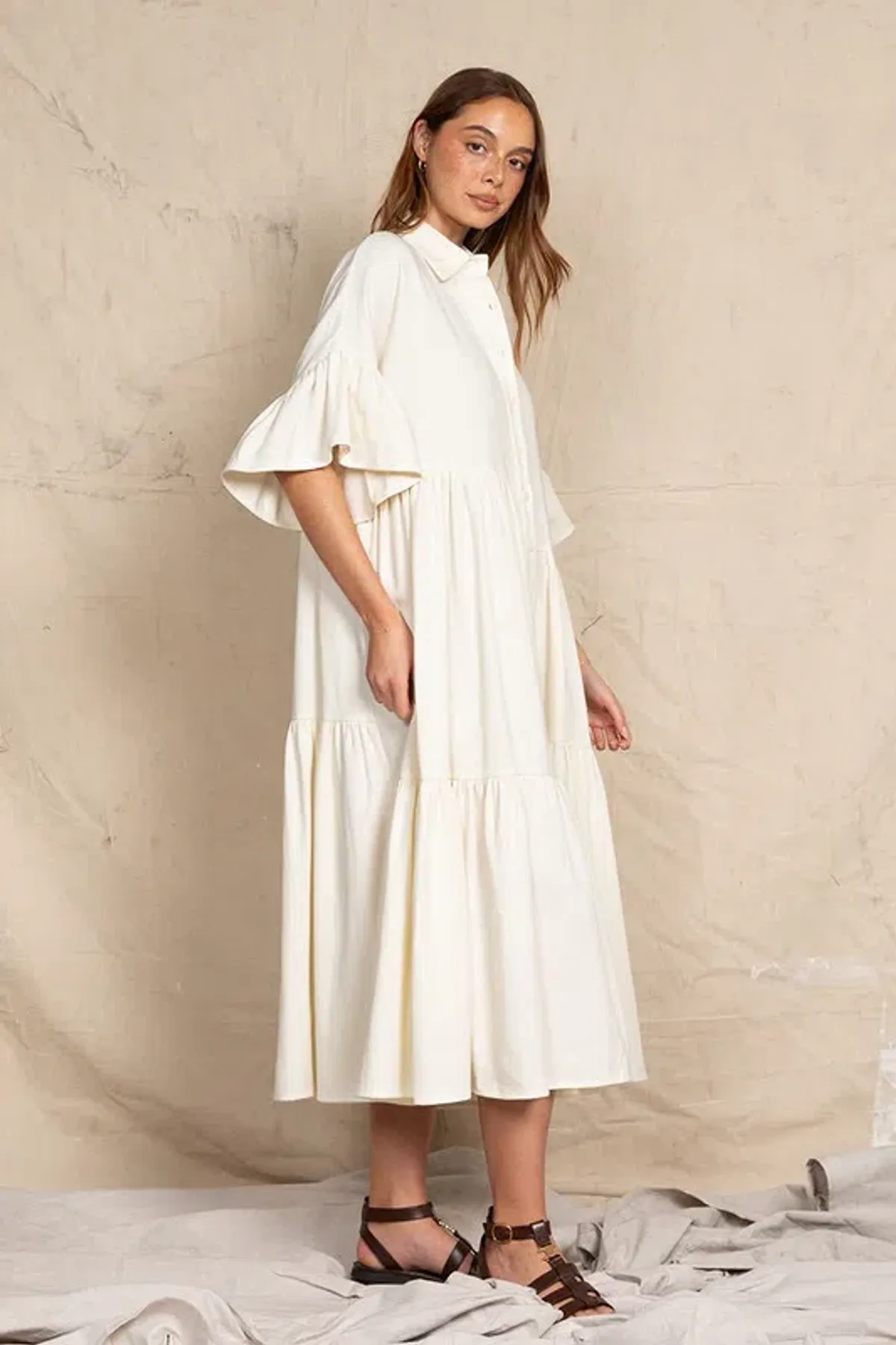 Bohemian Traders Genoa Midi Dress in  Cream Size AU 12 - Image 2
