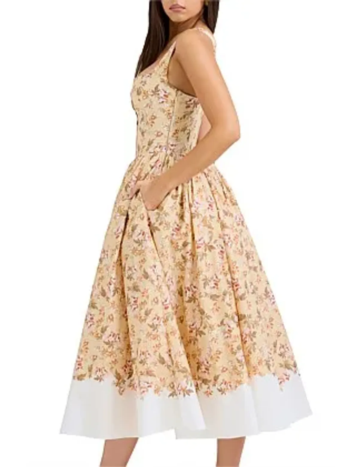 House Of CB Alba Midi Dress Autumnal Honeyflower Print Size 8/S - Image 2