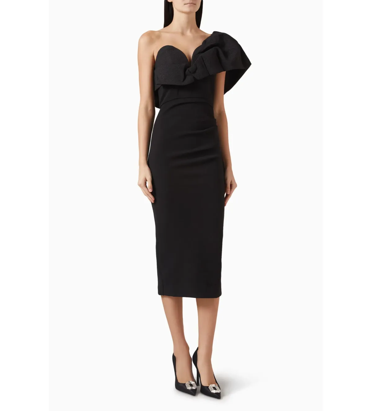 Elle Zeitoune Sharleene Midi Dress Black Size AU 16 - Image 3