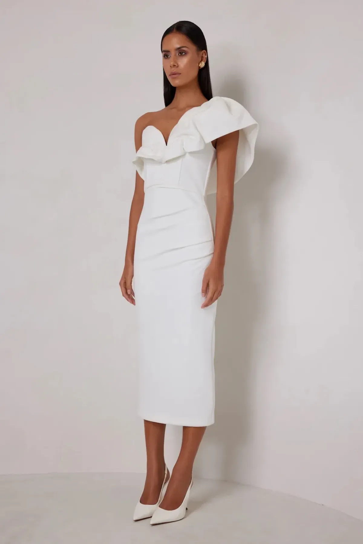 Elle Zeitoune Sharleene Midi Dress in White Size 14 - Image 2