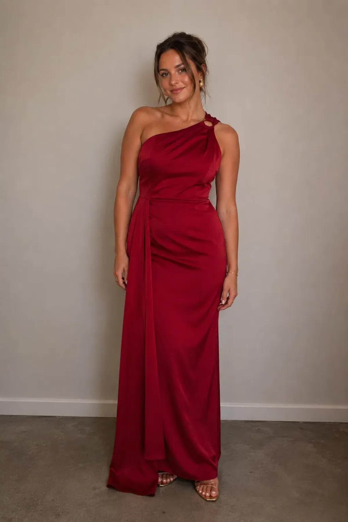 Elle Zeitoune Rhea Maxi Gown in Wine Size AU 14 - Image 1
