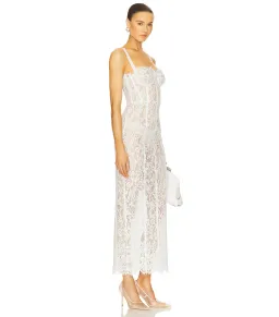 Helsa The Lace Column Midi Dress White Size 8/S for rent on The Volte - image 3