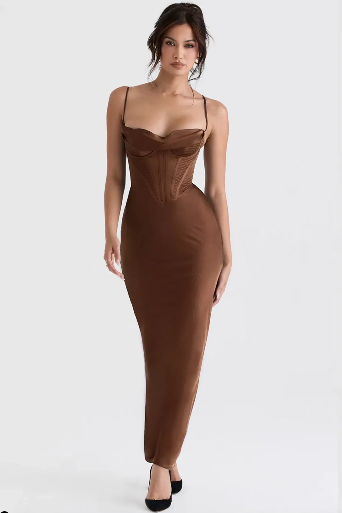 House of CB Charmaine Maxi Dress in Chocolate Corset Size S/ AU 8 - Image 1