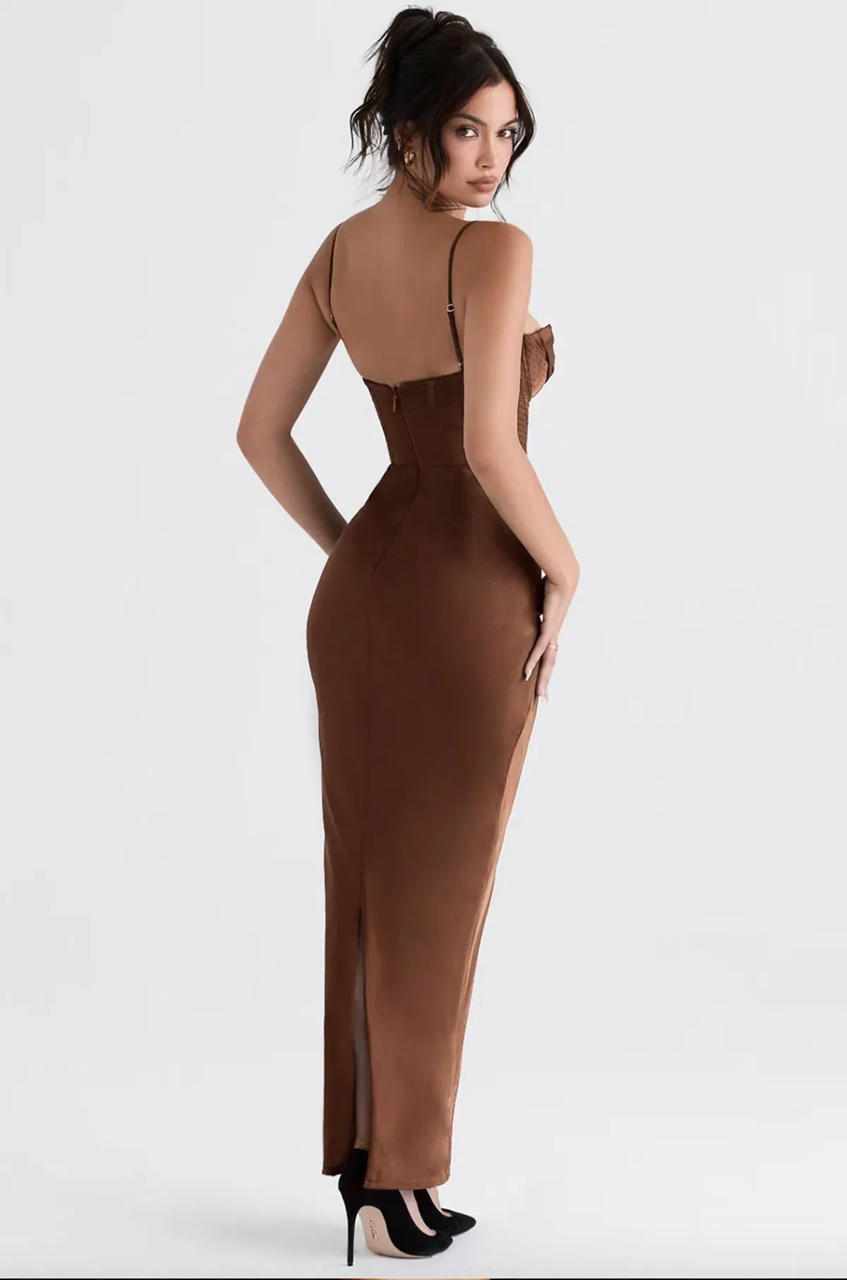 House of CB Charmaine Maxi Dress in Chocolate Corset Size S/ AU 8 - Image 3