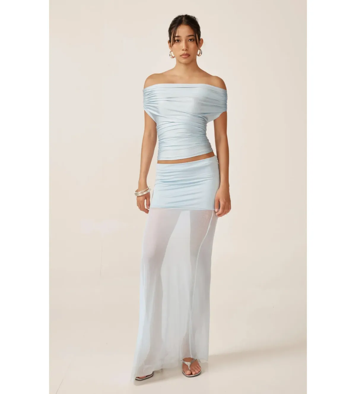 Ance Gria Grace Top & Skirt Set in Sky Blue Size AU 10 - Image 1