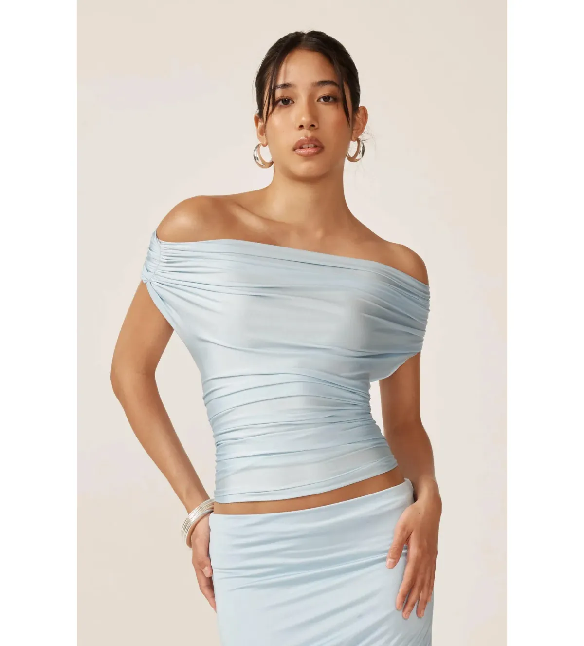 Ance Gria Grace Top & Skirt Set in Sky Blue Size AU 10 - Image 4