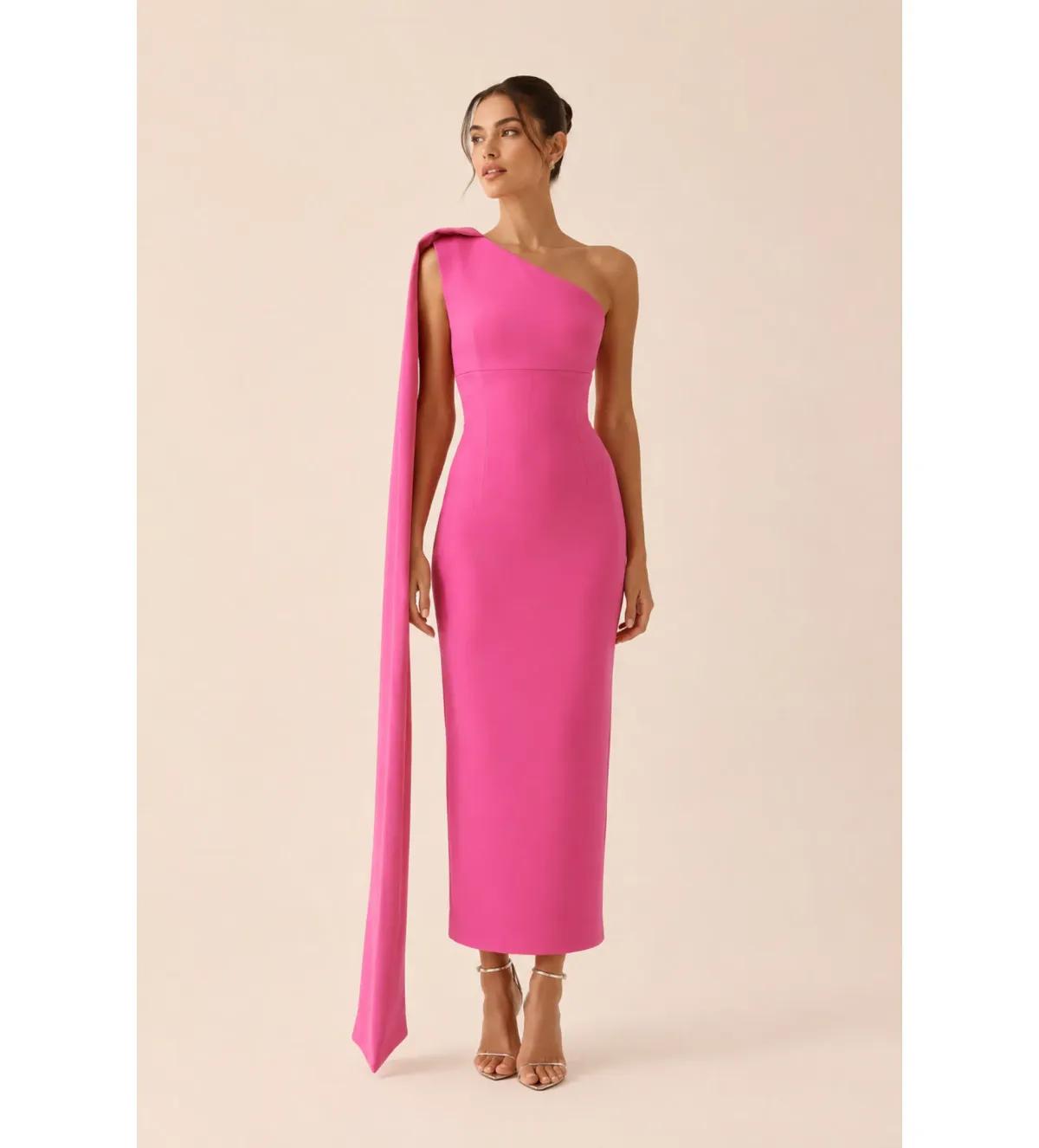 Rachel Gilbert Clara Midi Dress in Hot Pink Size 2/AU10 - Image 1