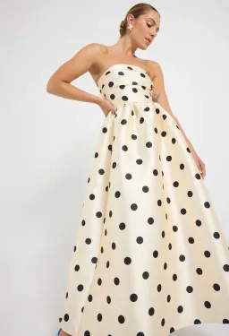 Pasduchas Dottie Strapless Midi Dress Cream Size AU 8 for rent on The Volte - image 1