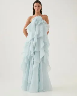 Aje Pandorea Layered Maxi Dress Silver Blue Size 10 for rent on The Volte - image 1