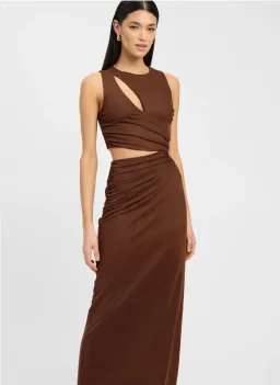 Kookai Bolt Cut Dress Brown Size 10  for rent on The Volte - image 2