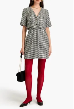 Sandro Houndstooth Tweed Mini Dress Black Size AU 8 for rent on The Volte - image 1