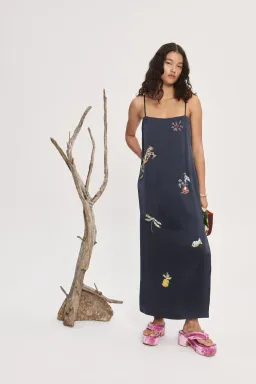 Aleamis Fontaine Slip Midi Dress Black Size AU 16 for rent on The Volte - image 2