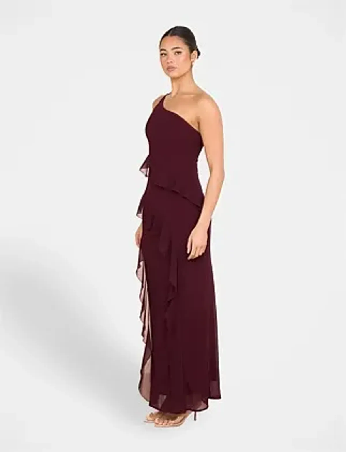 Pilgrim Dietrich One Shoulder Maxi Dress in Burgundy Size AU 14 - Image 2