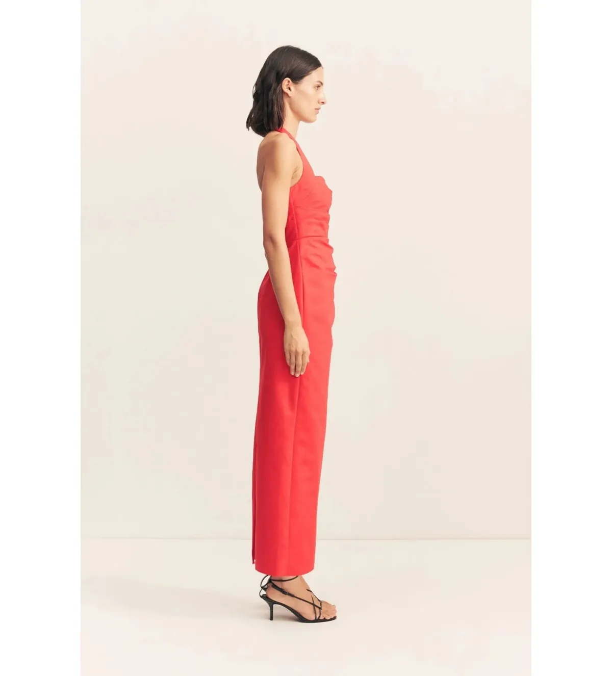 Shona Joy Lani Draped Halter Maxi Dress Chilli Size AU 14 - Image 3