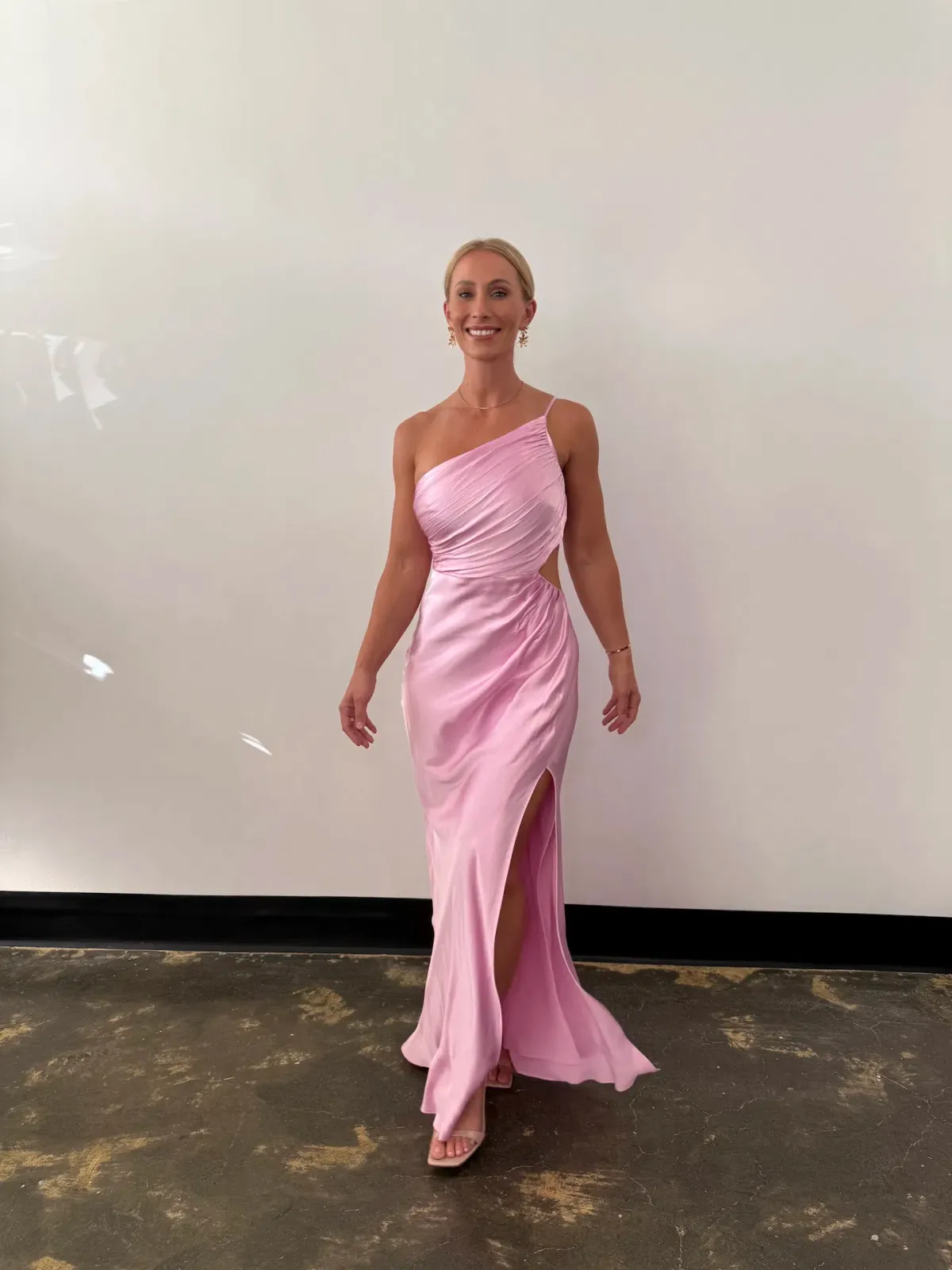 Shona Joy La Lune Asymmetrical Gathered Maxi Dress in Peony Size 14 - Image 6