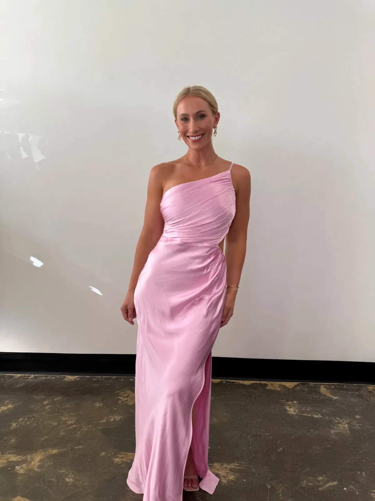 Shona Joy La Lune Asymmetrical Gathered Maxi Dress in Peony Size AU 10 - Image 5