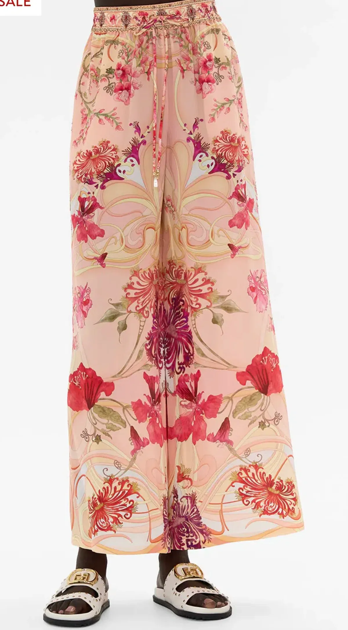 Camilla Double Breasted Soft Jacket (Size L) and Straight Leg Pants (Size XXL) Set in Blossoms and Brushstrokes - Image 3