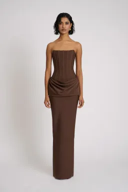 Eliya The Label Hilda Gown Maxi Brown Size L/AU 12 for rent on The Volte - image 1