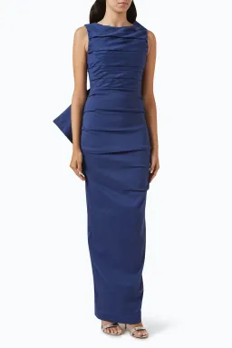 Rachel Gilbert Zora Maxi Gown in Stretch Taffeta in Navy Size 8 for rent on The Volte - image 1
